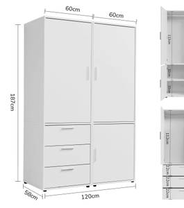 Kleiderschrank Der Grenzenlose I Weiß - 3 Türen - 3