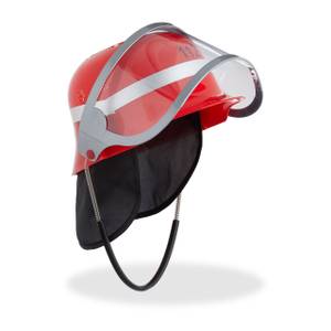 4er Set Feuerwehrhelm für Kinder in Rot Schwarz - Rot - Silber - Kunststoff - Textil - 23 x 25 x 28 cm