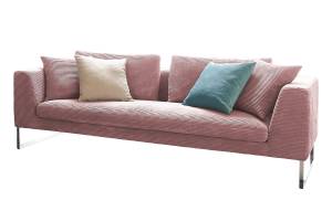 Sofa ARIAN Cord Metallkufe chrom Pink - Breite: 230 cm