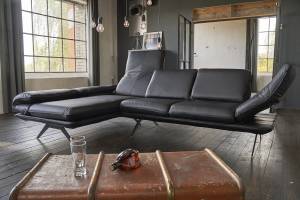 KAWOLA Ecksofa JACK Leder schwarz KAWOLA Ecksofa JACK Leder schwarz Recamiere links - Ecke davorstehend links