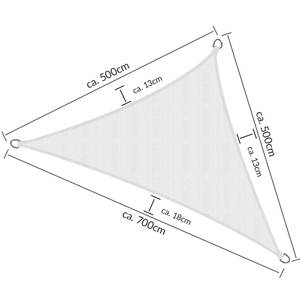 SolVision HDPE Sonnensegel HS9 Dreieck Weiß - 500 x 700 x 500 cm