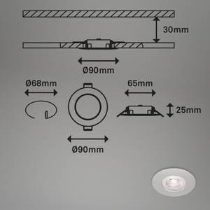 LED Einbauleuchten, chrom-matt, dimmbar Silber