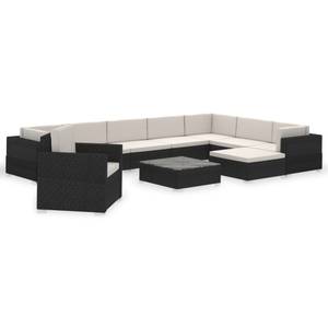 Gartenmöbel Set Schwarz - Polyrattan - 74 x 6 x 74 cm