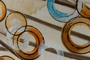 Tableau peint à la main Blues d'automne Beige - Bois massif - Textile - 140 x 70 x 4 cm