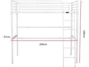 Etagenbetten "Alora" - 90 x 190 cm - Wei Weiß - Metall - 97 x 189 x 200 cm