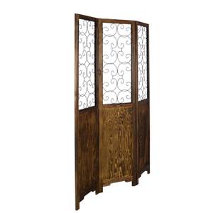 Paravent 3 parties 1819 Marron - En partie en bois massif - 120 x 170 x 2 cm