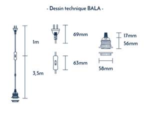 Bala e27 Fassung mit Kabel und Schalter Schwarz
