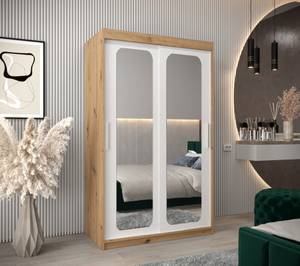 Armoire à portes coulissantes promo t3 Imitation chêne - Blanc - Largeur : 120 cm - 2 porte