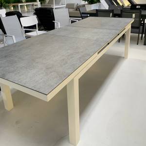 Table de jardin à rallonge Conte Blanc - Céramique - 160 x 76 x 90 cm