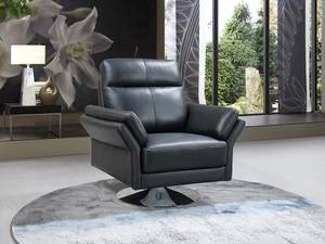 Fauteuil pivotant LICEU Noir - Cuir véritable - 88 x 94 x 92 cm