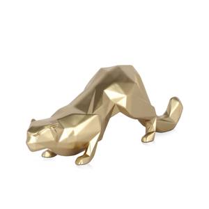 Harz-Skulptur Facettierter Leopard Gold