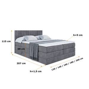 Boxspringbett EDITA KING Steingrau - Breite: 120 cm