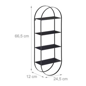 Wandregal Metall mit 4 Ablagen Schwarz - Metall - 25 x 67 x 12 cm