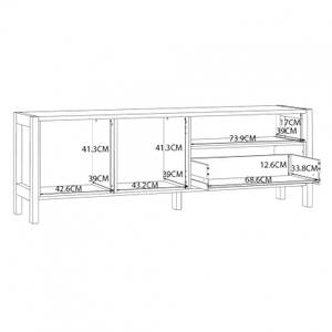 Meuble TV 2 portes 1 tiroir - NORWAY Marron - Bois manufacturé - 170 x 58 x 41 cm