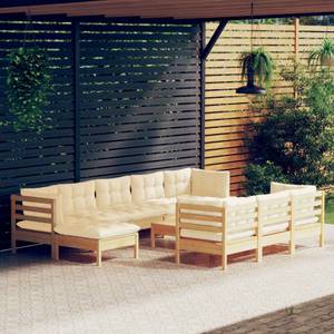 11-tlg. Garten-Lounge-Set mit Creme Creme