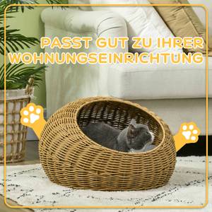 Rattan Katzenkorb D30-798V00LR Braun - Kunststoff - 50 x 31 x 50 cm