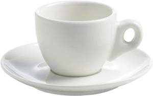 Tasse und Untertasse White Basic Round Weiß - Naturfaser - 2 x 6 x 12 cm