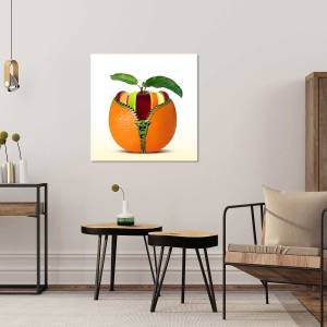 Tableau fruits décoration cuisine 50 x 50 cm - Fibres naturelles