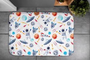 Badteppich Kosmische Symbole Weiß - Textil - 90 x 60 x 90 cm