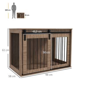 Hundekäfig D02-169V02WN Braun - Holzwerkstoff - 58 x 61 x 98 cm