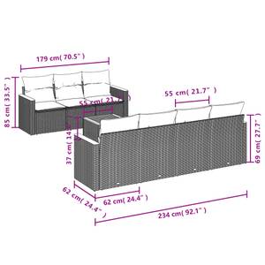 Gartensitzgruppe K4824(8-tlg) Grau - Massivholz - 69 x 62 x 55 cm