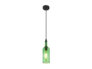Pendelleuchte Flaschenlampe Glas grün Schwarz - Grün - Metall - Kunststoff - 10 x 107 x 10 cm
