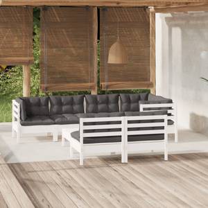 8-tlg. Garten-Lounge-Set mit Kissen Weiß Weiß