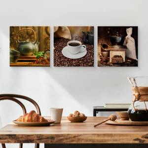 Leinwand Bilder Set KAFFEEBOHNEN Kaffee 90 x 30 x 30 cm