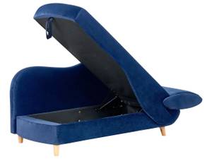 Chaise longue MERI Bleu - Bleu marine - Chêne clair - Accoudoir monté à gauche (vu de face)