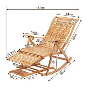 Schaukelstuhl Liegestuhl Schaukelsessel Beige - Bambus - 67 x 110 x 167 cm