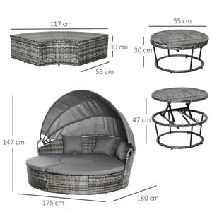 Sonneninsel Set 862-047 Grau - Polyrattan - 180 x 147 x 175 cm