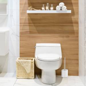 1 x WC Garnitur Keramik weiß Silber - Weiß - Keramik - Metall - Kunststoff - 13 x 39 x 13 cm