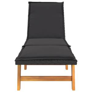 Chaise longue 319723 Noir - Métal - Polyrotin - Bois/Imitation - 54 x 87 x 200 cm