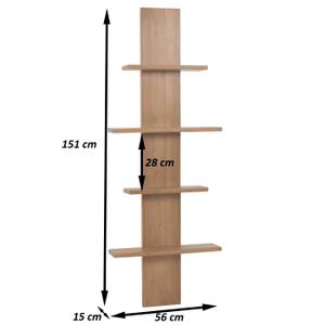 Teak-Wandregal M72 Braun - Holzart/Dekor - Holz teilmassiv - 56 x 151 x 15 cm