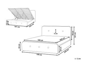 Doppelbett RENNES Schwarz - Dunkelgrau - Grau - 190 x 101 x 220 cm