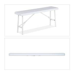 Banc pliant blanc lot de 2 Blanc - Métal - Matière plastique - 100 x 42 x 25 cm