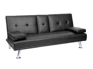 3er-Sofa F60 Schwarz - Kunstleder