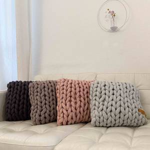 Grobstrick Kissen Cotton Tube dunkelgrau Grau - Textil - 40 x 10 x 45 cm