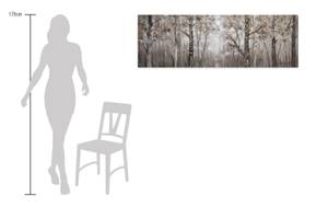 Kunstdruck handbemalt Forêt du Silence Braun - Grau - Massivholz - Textil - 150 x 50 x 4 cm