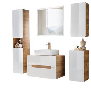 Badmöbel mit Waschtisch mit 80cm Spiegel Weiß - Holzwerkstoff - 180 x 200 x 46 cm