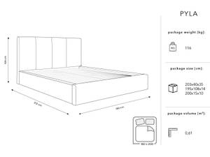 Bett mit Box und Kopfteil PYLA Schiefergrau