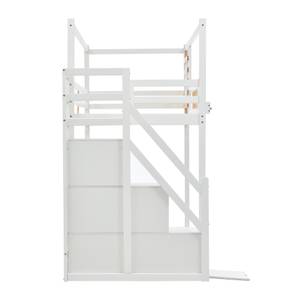 Etagenbett AtticZoom Ⅰ Weiß - Holzwerkstoff - Massivholz - Holzart/Dekor - 97 x 179 x 244 cm