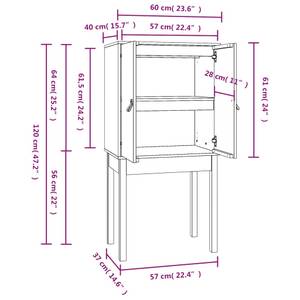 Highboard DE3195 Beige - Massivholz - 40 x 120 x 60 cm