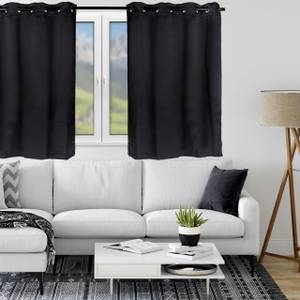 6 x Vorhang schwarz 120 x 135 cm Schwarz - Metall - Textil - 135 x 120 x 1 cm