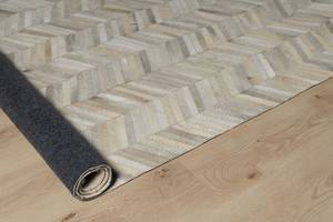 Handgefertigter Teppich Indian Summer Beige - Echtleder - 160 x 230 x 1 cm
