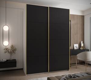 Armoire Lux 1 Noir - Doré - Blanc - Largeur : 170 cm