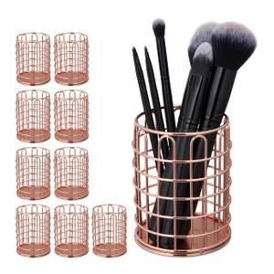 10x Pots à pinceau maquillage métal rond Cuivre