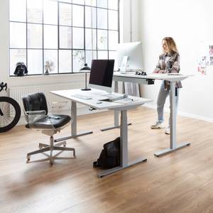 Elektrischer Tisch Easydesk Multiplex Weiß - Breite: 140 cm - Silber