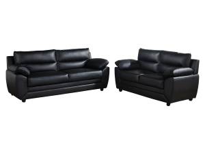 Couchgarnitur MANOA 2er-Set Schwarz - Kunstleder - 82 x 88 x 201 cm