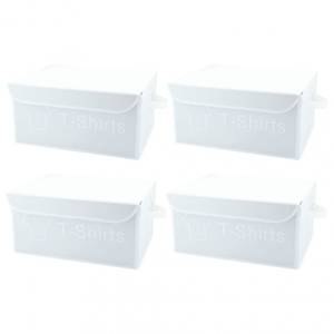 4 boîtes rangement blanc couvercle nylon Blanc - Textile - 38 x 21 x 28 cm